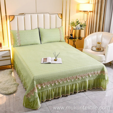 Cool feeling bedspread with bed skirt 100% polyester